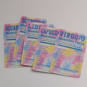Stickers zodiaque de la valeur nutritive, signe du zodiaque le plus malade, Sticker Capricorne, Sticker zodiaque, Sticker Scorpion, Sticker Balance, Sticker Vierge