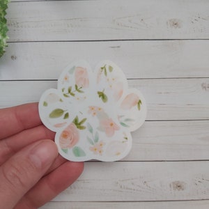 Floral Paw Print Sticker, Dog Sticker, Cat Sticker, Pet Label, Laptop Sticker, Planner Sticker, Animal Paw Sticker, Notebook Sticker