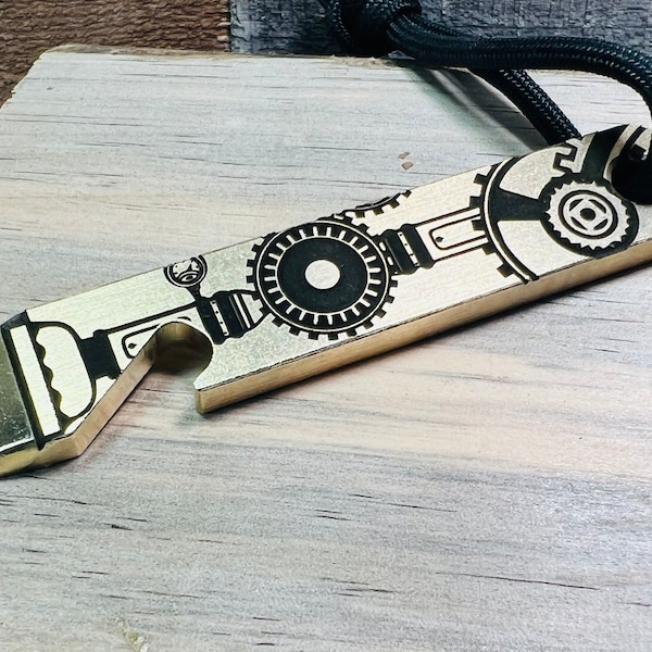 Steampunk Inspired Deep Engraved Brass Pry Bar / EDC / Multi Tool / Bottle Opener / EDC Gear