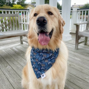 Indigo Florals Tie-On Dog Bandana, Pawmetto Pups