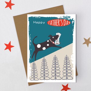 Happy Fathers Day Card,  Dog and Newspaper, Humour Fathers Day, Retro Design