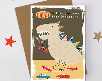 Daddy Card, I Love You More Than Dinosaurs , Retro Fathers Day, Father's Day Card