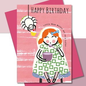 Birthday Card, Girls Birthday, Nursery Rhyme, Little Miss Muffet image 1