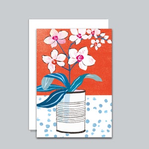 White Orchid in Pot,  Ideal for many Occasions, From an Original Painting