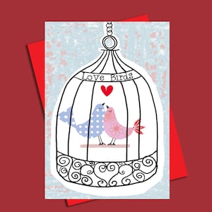 Cartão de Dia dos Namorados Love Bird, Corujas, Romântico, Pássaros do Amor, Aniversário, Noivado, Ocasiões de Amor