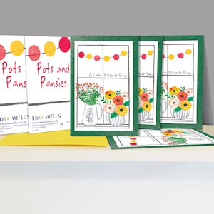 Card Pack Six Flowers and Pots Note Cards, Floral Card Pack, Blank Card, 'A Little Note To Say' Card Pack , Window and Flowers Notelets