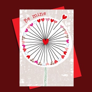 Be Mine Valentine Card, Romantic, Dandelion Clock Card, Anniversary, Engagement, Love Occasions