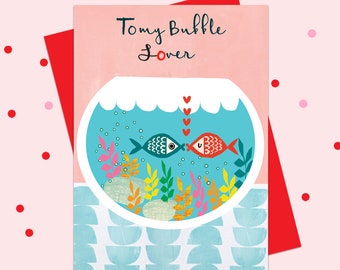 To My Bubble Lover, Love Card, Valentine Card, Romantic, Funny Valentine, Fish, Anniversary Card, Engagement Card, Quarantine Valentine