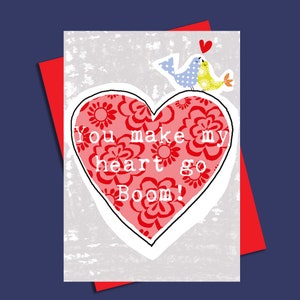 Você faz meu coração explodir! Cartão de dia dos namorados, romântico, cartão de pássaros, dia dos namorados engraçado, aniversário, noivado, ocasiões de amor