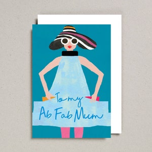 Naar mijn Ab Fab Mum Card, Fashion Card, Mum Occasion Card, Mother's Day Card, Vintage Fashion Card, Aquarel,