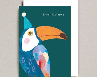 Happy Birthday Toucan Card, Party Hat, Humour