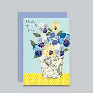Happy Mothers Day Card, Mothers Day Card, Pensamientos, Olla escandinava, De una pintura al óleo original, Patrón textil, Patrón gráfico