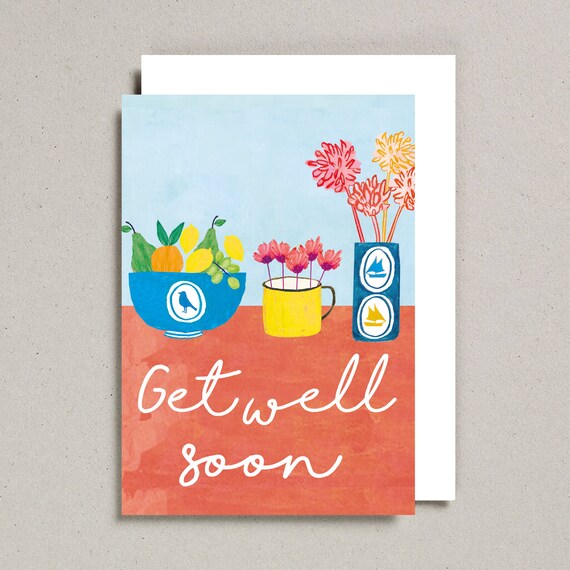 Get Well Soon Card Fruit and Flowers Card Watercolour Etsy