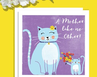 Une mère pas comme les autres, carte de fête des mères, carte de fête des mères de chat, carte d’anniversaire de maman, occasion de maman,