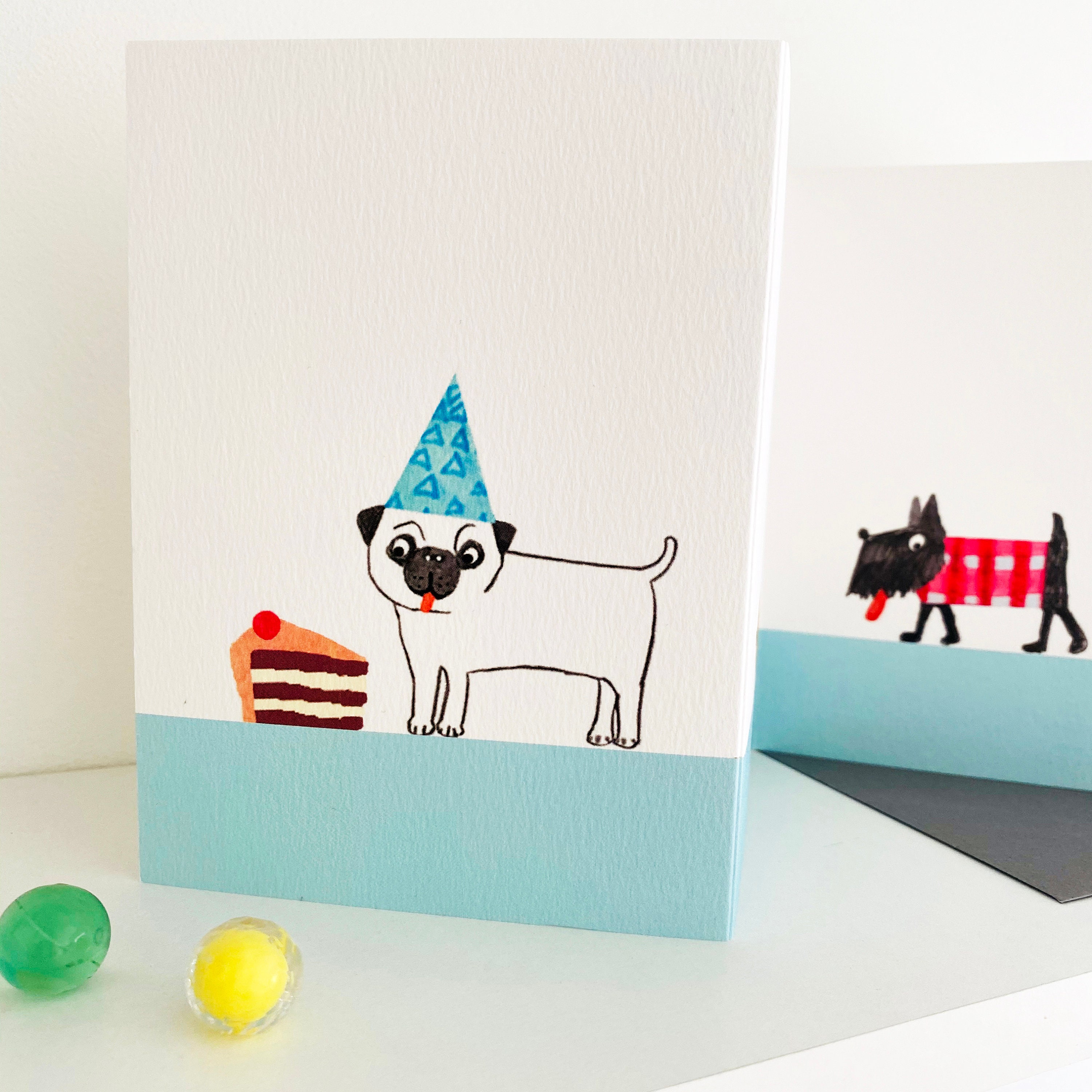 Concertina Dog Birthday Card Dog and Birthday Hat Dog Card Etsy