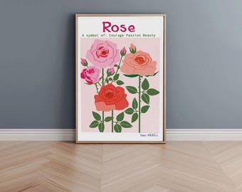 Rose Print, Flower Meaning, The Language Of Flowers, June Birth Flower