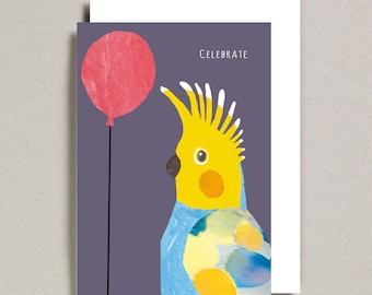 Celebrate Cockatoo Bird Card, Birthday, Celebration, Humour