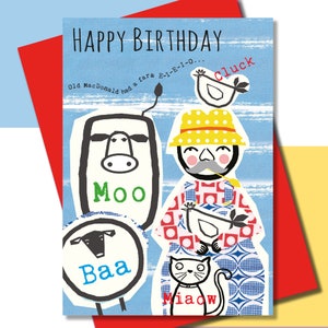 Birthday Card, Farmer, Nursery Rhyme, Old McDonald