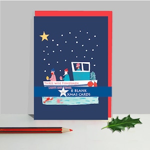 Pack Tarjetas Navideñas Náuticas, Seis Tarjetas Navideñas, Tarjetas Navideñas Náuticas, Barcos Navideños, Pescador Navideño, Navegación Navideña,