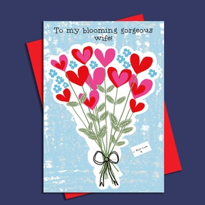Wife Valentine Card, To My Blooming Gorgeous Wife, With Love, Romantic, Anniversary, Love Occasions