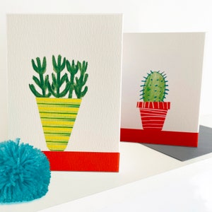 Concertina Cactus Card, Cactus Illustration, Patterned Pots, Cactus Card, Cactus Painting, Mexican Cactus, Botanical Card, Mexican Art image 3