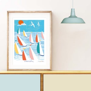 Smooth Sailing, Print, Sailing Boats,  Nautical Print, Nautical Illustration, Wall Art,