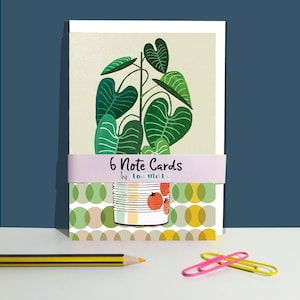 Kaartpakket, zes Philodendron-notitiekaarten, lege kaartenset, bedankkaarten, verjaardagskaartpakket