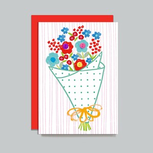 Bouquet Of Flowers Card. Hand Embellished With Buttons. Everyday, Birthday And For Other Occasions