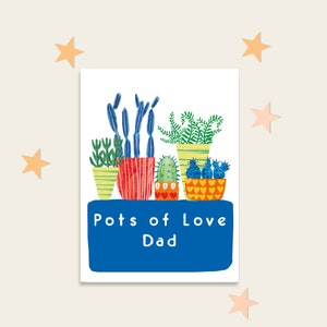 Potes de amor, pai, cartão de ocasião do pai, dia dos pais, aniversário, cactos, plantas