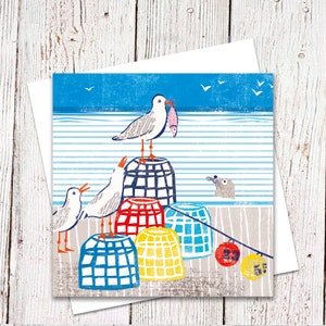 Nautical Card, Seagulls, Fishing Nets, Seagulls, Coastal, Different Occasions Card, Nautical Humour, Sea lion