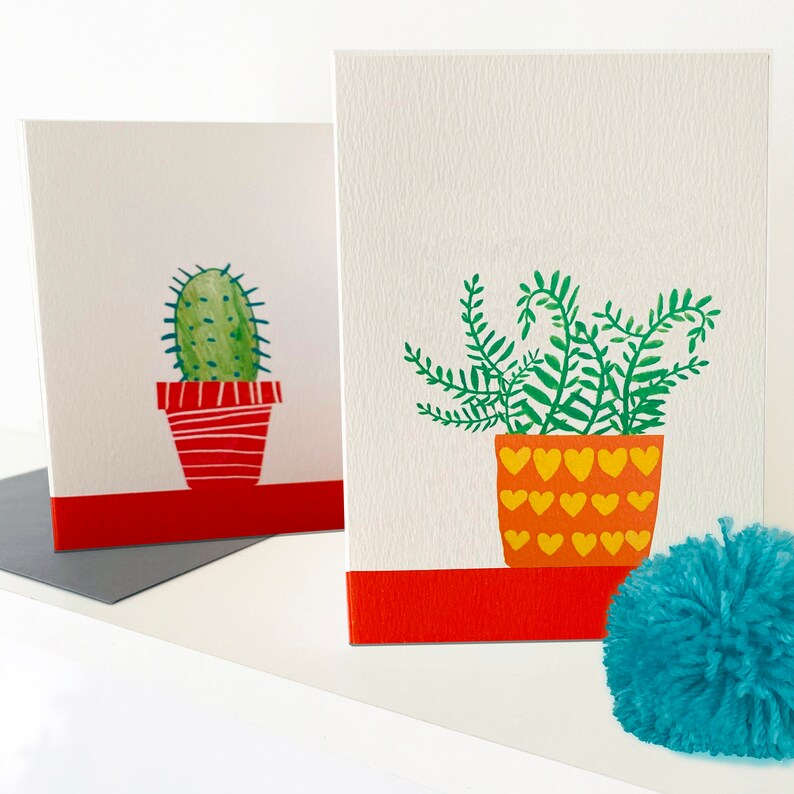Concertina Cactus Card, Cactus Illustration, Patterned Pots, Cactus Card, Cactus Painting, Mexican Cactus, Botanical Card, Mexican Art image 4