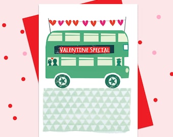 Valentine Special, Love Card, Valentine Card, Back Seat Kiss, Love Bus, Funny Valentine, Anniversary Card, Engagement Card