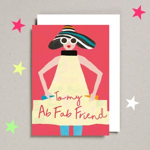 To My Ab Fab Freund Karte, Fashion Karte, Freund Anlass Karte, Freund Geburtstagskarte, Vintage Fashion Card, Aquarell,