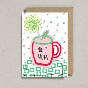 No 1 Mum, Mum Occasion, Mothers Day, Flower Card, Mum Birthday, Mother Birthday, Pattern Card