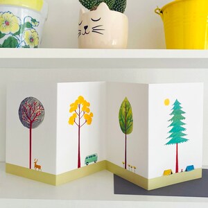 Concertina Nature Card, Deer Card, Camping Card, Deer, Camper Van Card,  Tree Card, Nature Illustration, Tree Illustration, Deer llustration