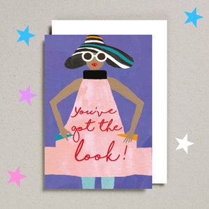 ¡Tienes el estilo! Tarjeta, Tarjeta de moda, Moda vintage, Pintura de acuarela, Tarjeta de cumpleaños, Tarjeta positiva.
