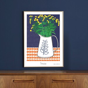 Tansy Print, Tansy Painting, Textile Print, Plant Print, Botanical Print, Flower Illustration, Flower Painting, Wall Art, Interiors