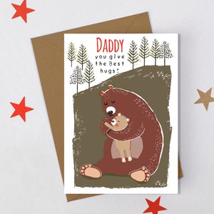 Papa tu donnes les meilleurs câlins d’ours!, carte de fête des pères, carte d’anniversaire de papa, fête des pères rétro, ours, câlin, sauvage.