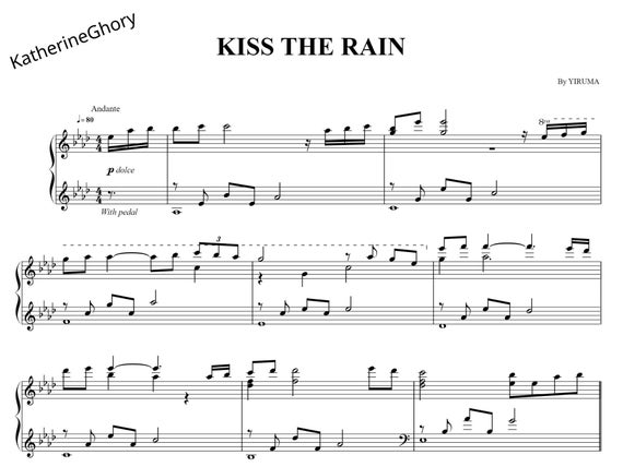 Kiss the Rain Piano Sheet Music Kiss the Rain Sheet Music by - Etsy