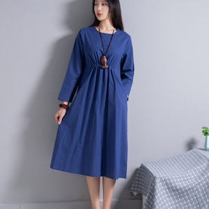 Cosy Loose Linen Dress Soft Cotton Linen Maxi Dress Casual Oversized Linen Dress Plus Size Linen Dress Plus Size Clothing Style 109