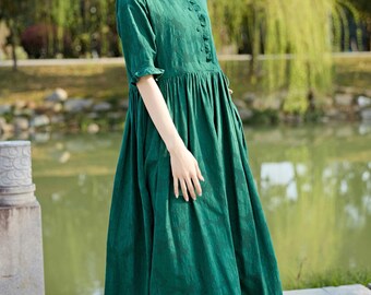 Robe d'été ample en lin à taille réglable