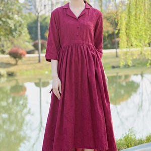New Arrival Jacquard Loose Summer Linen Dress Adjustable Waist Soft Cotton Linen Maxi Dress Plus Size Dress Plus Size Clothing Style 190J