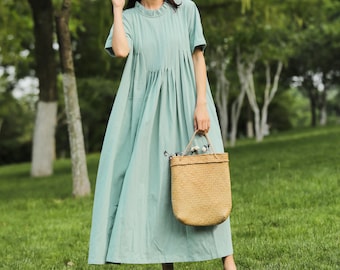 Delicate Cosy Summer Dress Soft Cotton Linen Maxi Dress Plus Size Loose Linen Dress Plus Size Clothing Oversized Linen Dress Style 008