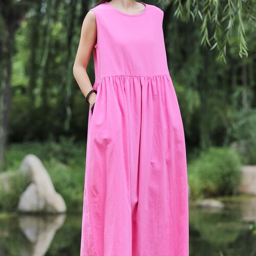 Loose Fitting Summer Linen Dress Spring Cotton Maxi Dress Plus Etsy