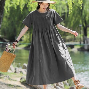 New Arrival Cosy Linen Summer Dress Soft Cotton Linen Maxi Dress Plus Size Dress Plus Size Clothing Loose Oversized Linen Dress Style 171