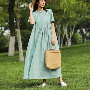 Delicate Cosy Summer Dress Soft Cotton Linen Maxi Dress Plus Size Loose Linen Dress Plus Size Clothing Oversized Linen Dress Holiday Gift