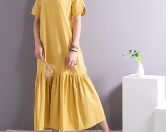 Cosy Loose Summer Linen Dress Soft Cotton Linen Maxi Dress Linen Robe Plus Size Linen Dress Plus Size Clothing Oversized Dress Style 003
