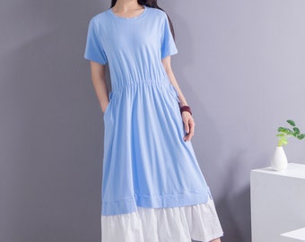 Taille réglable Loose Linen Cotton Dress Soft Cotton Maxi Dress Casual Oversize Dress Plus Size Cotton Plus Size Robe Plus Size Cotton