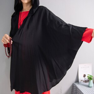 Losse katoenen linnen mantel met capuchon vleermuismouwen linnen jas plus size linnen plus size jurk plus size kleding oversized linnen jas 103