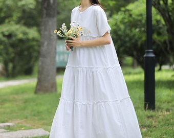 Loose Fitting Summer Linen Dress Soft Linen Cotton Maxi Dress Plus Size Clothing Plus Size Linen Dress Oversized Linen Dress Style 033